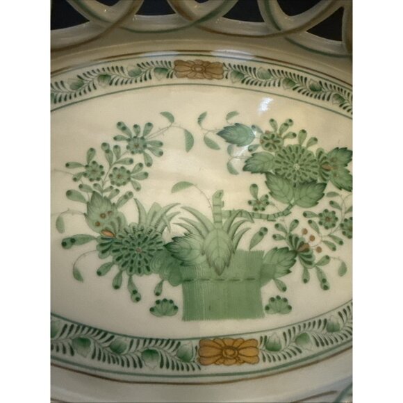 Herend Hungary Poisson Open Weave Bowl Reticulated Basket 7403 8.5" x 6" x 2.25" - Picture 3 of 16